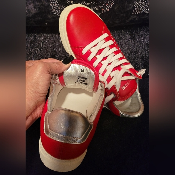 PRE-OWNED Zadig &  Voltaire Designer Premium Leather Tennis Sneakers - Picture 3 of 7